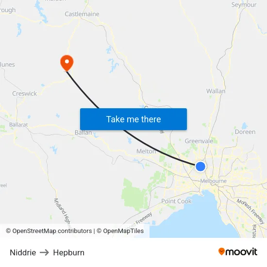 Niddrie to Hepburn map