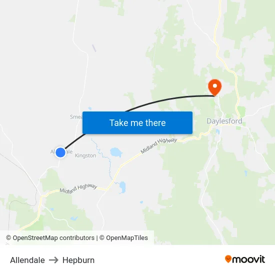 Allendale to Hepburn map