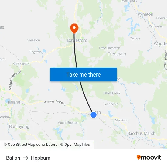 Ballan to Hepburn map