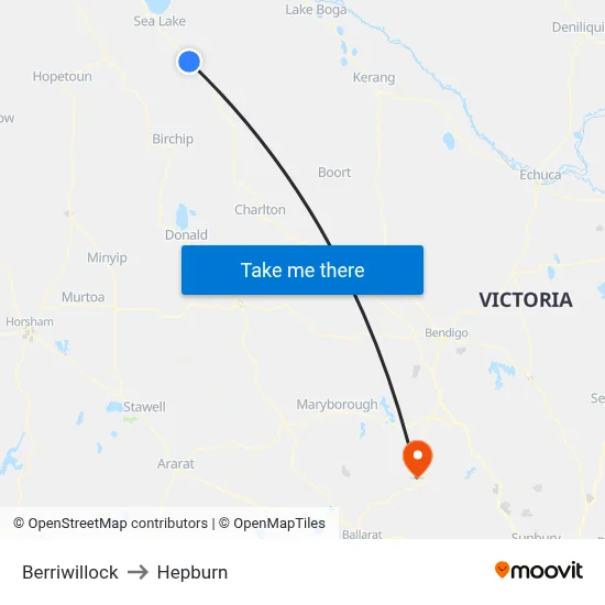 Berriwillock to Hepburn map
