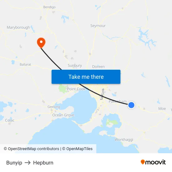 Bunyip to Hepburn map