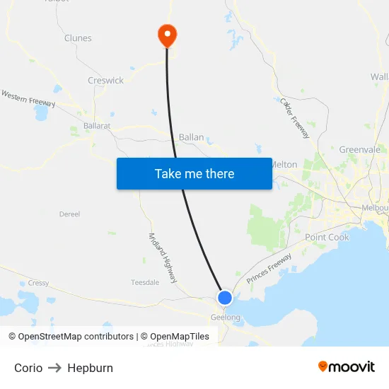 Corio to Hepburn map