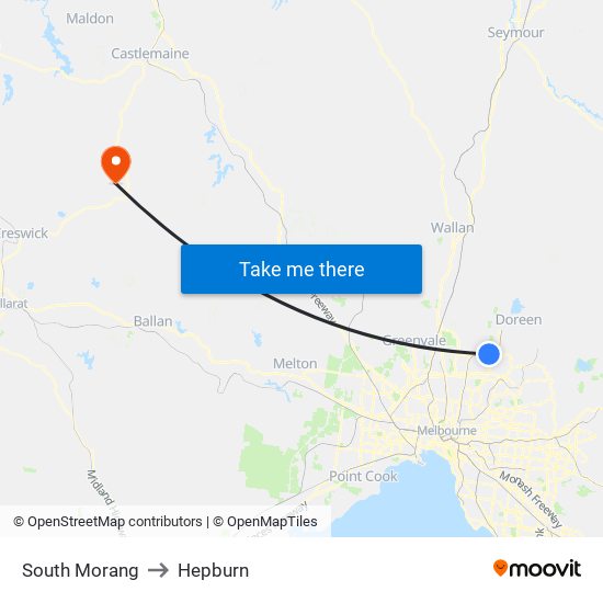 South Morang to Hepburn map
