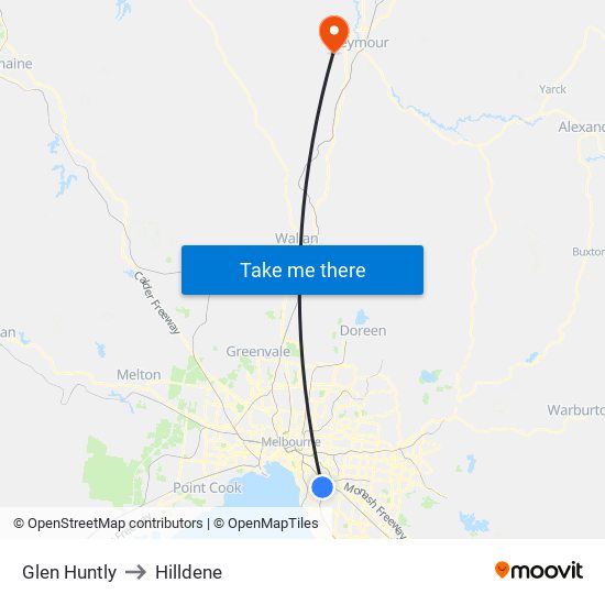 Glen Huntly to Hilldene map