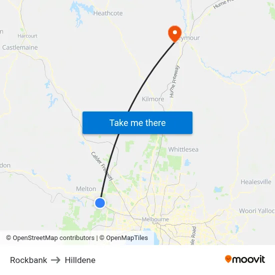Rockbank to Hilldene map