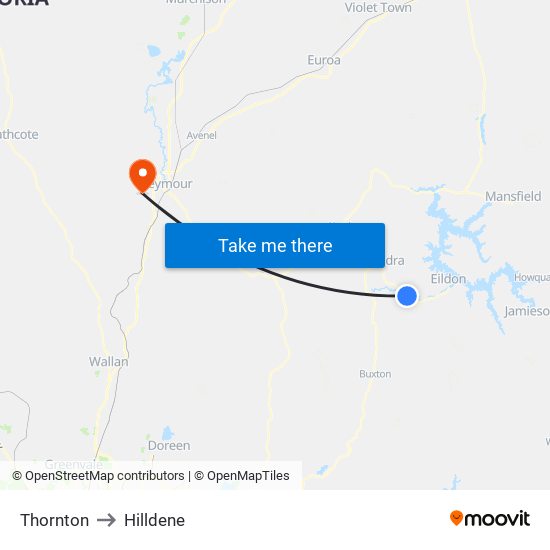 Thornton to Hilldene map