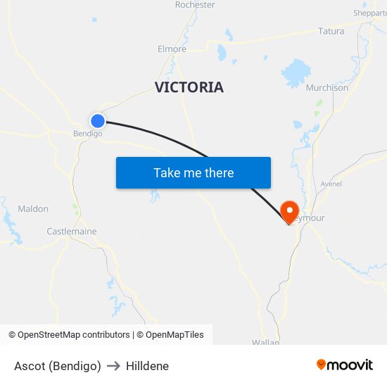 Ascot (Bendigo) to Hilldene map