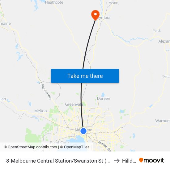 8-Melbourne Central Station/Swanston St (Melbourne City) to Hilldene map