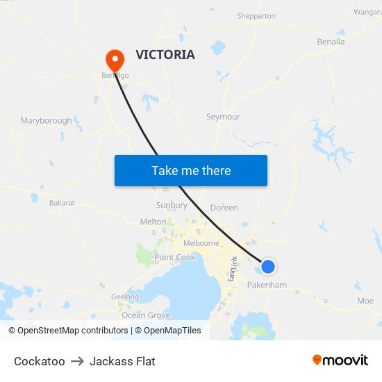 Cockatoo to Jackass Flat map