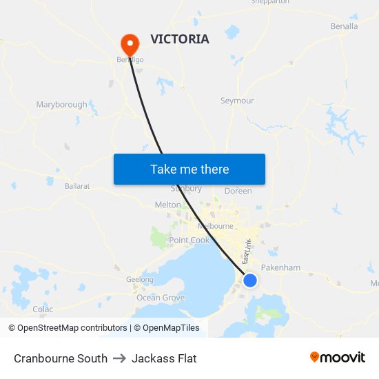 Cranbourne South to Jackass Flat map