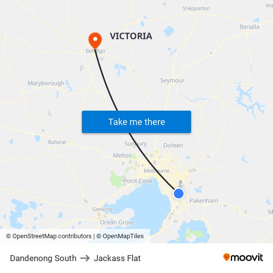 Dandenong South to Jackass Flat map