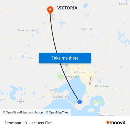 Dromana to Jackass Flat map