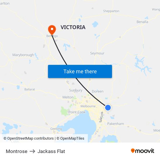 Montrose to Jackass Flat map