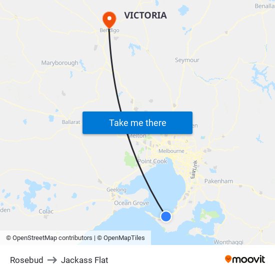 Rosebud to Jackass Flat map