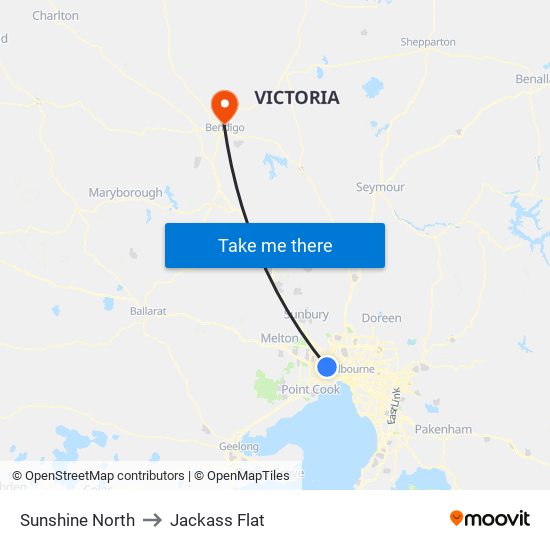 Sunshine North to Jackass Flat map