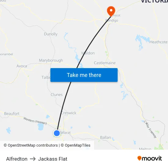 Alfredton to Jackass Flat map