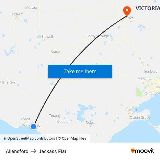 Allansford to Jackass Flat map