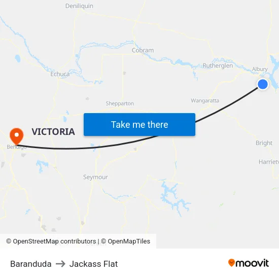 Baranduda to Jackass Flat map