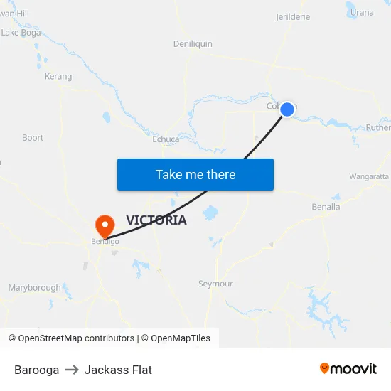 Barooga to Jackass Flat map