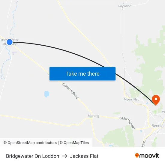 Bridgewater On Loddon to Jackass Flat map