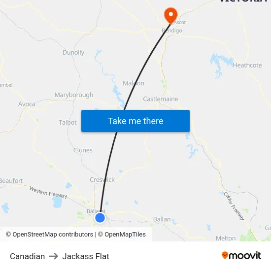 Canadian to Jackass Flat map