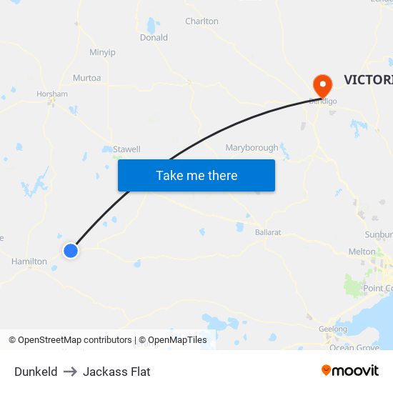 Dunkeld to Jackass Flat map