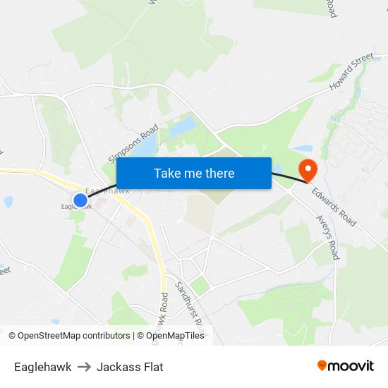 Eaglehawk to Jackass Flat map