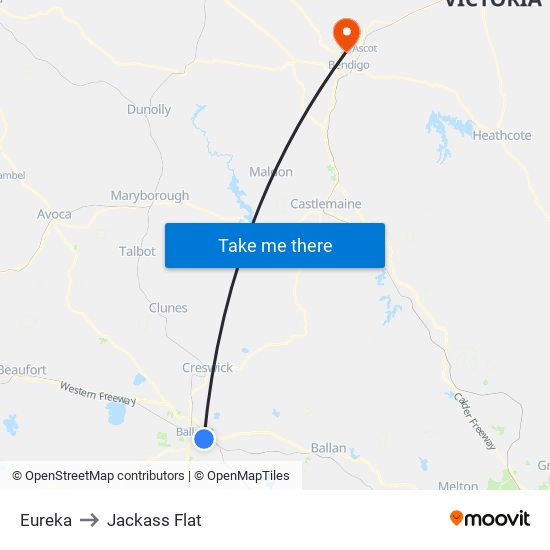 Eureka to Jackass Flat map