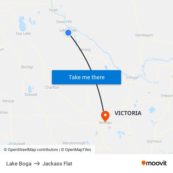 Lake Boga to Jackass Flat map