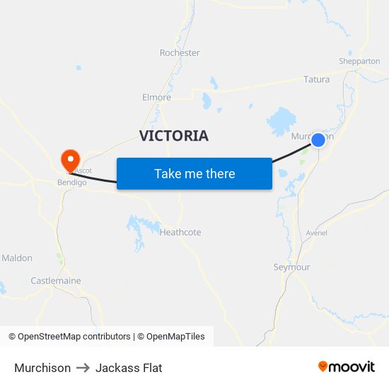 Murchison to Jackass Flat map