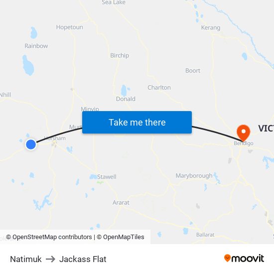 Natimuk to Jackass Flat map