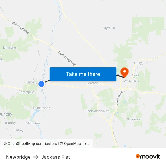 Newbridge to Jackass Flat map