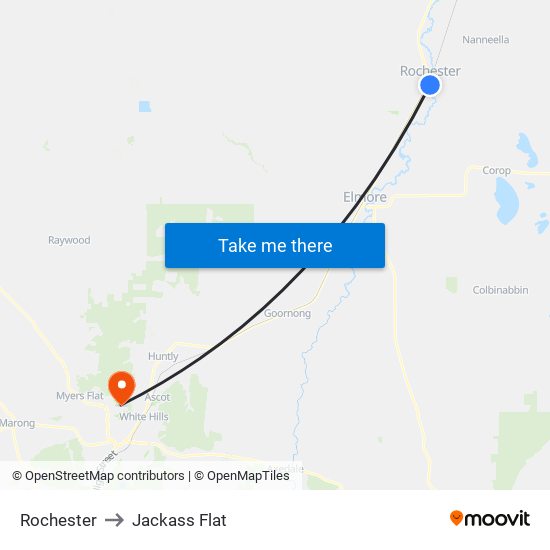 Rochester to Jackass Flat map
