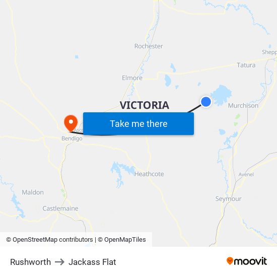 Rushworth to Jackass Flat map