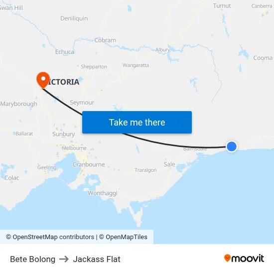 Bete Bolong to Jackass Flat map