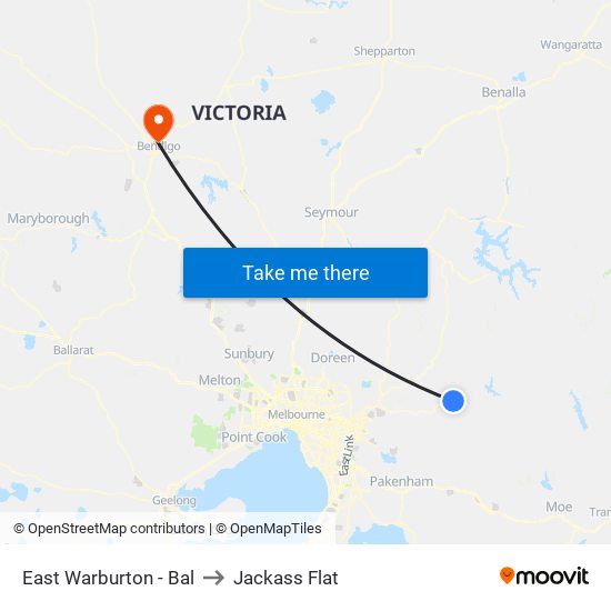 East Warburton - Bal to Jackass Flat map