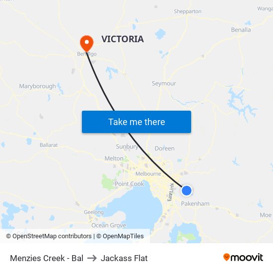 Menzies Creek - Bal to Jackass Flat map