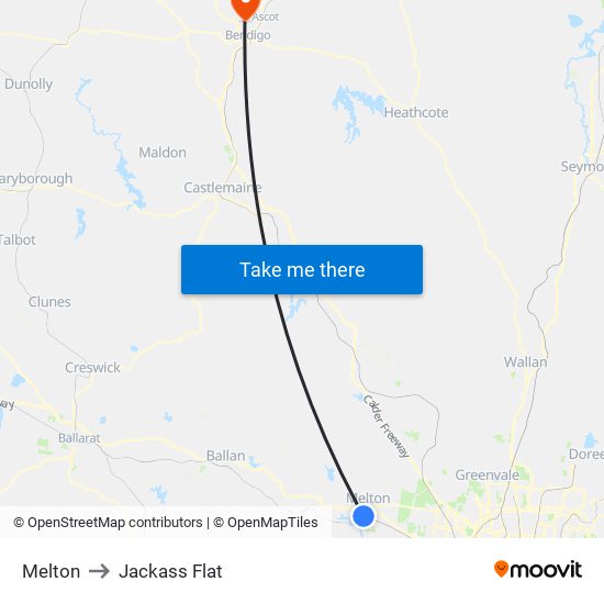 Melton to Jackass Flat map