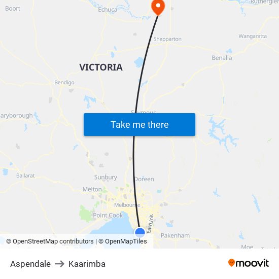 Aspendale to Kaarimba map