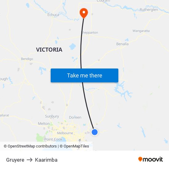 Gruyere to Kaarimba map