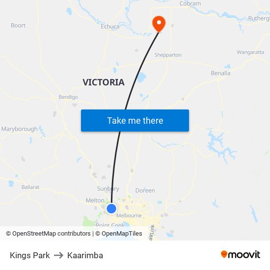Kings Park to Kaarimba map