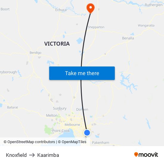 Knoxfield to Kaarimba map