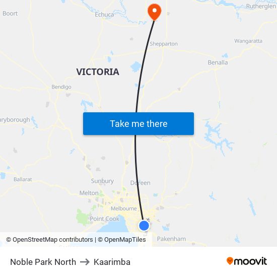 Noble Park North to Kaarimba map