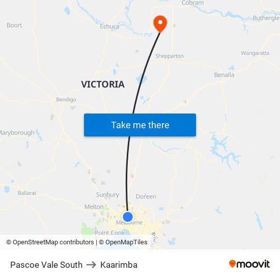 Pascoe Vale South to Kaarimba map