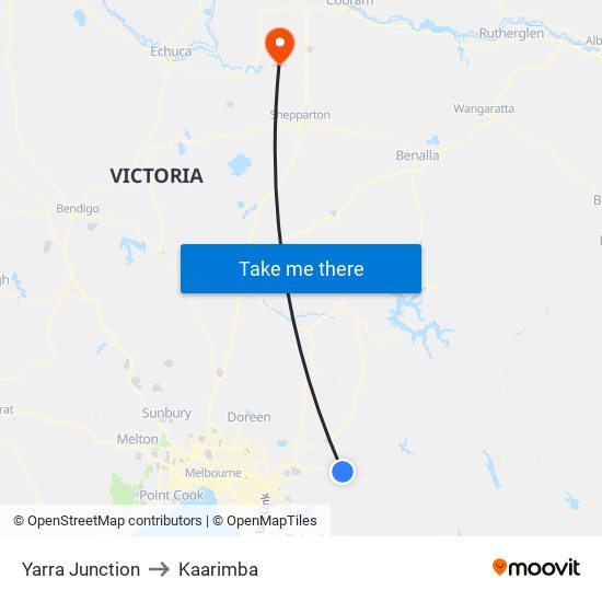 Yarra Junction to Kaarimba map