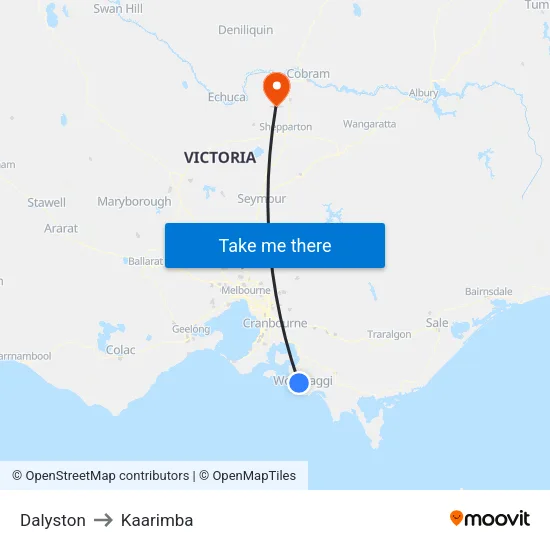 Dalyston to Kaarimba map