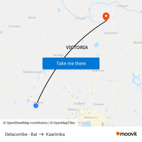 Delacombe - Bal to Kaarimba map