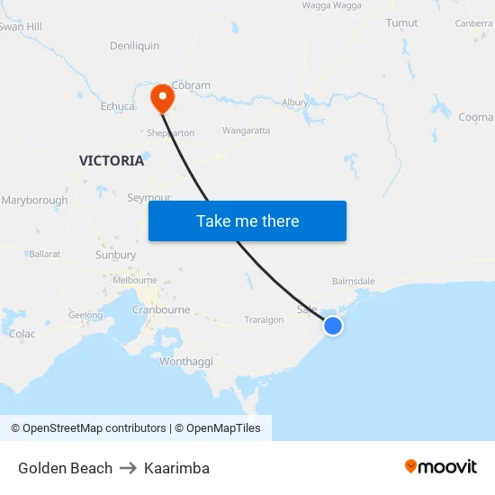 Golden Beach to Kaarimba map