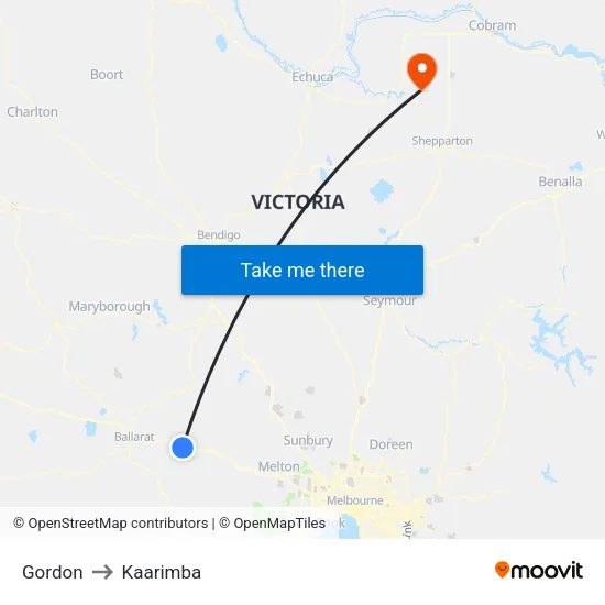 Gordon to Kaarimba map