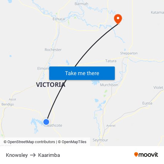 Knowsley to Kaarimba map